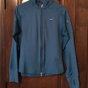 Nike full zip running jacket - teal blue/green