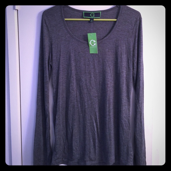 NWT C Wonder Gray scoop long sleeve t-shirt size M