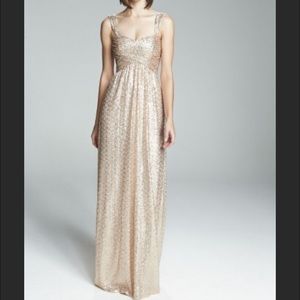 Amsale Loire sequin bridesmaid dress, rose gold