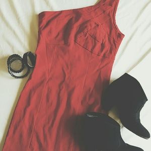 Red one shoulder dress