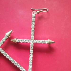 Gold Cross Ear Rings