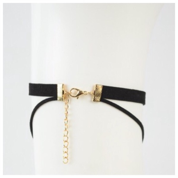 NEW BLUE DUAL STRAP GEMSTONE CHOKER 100% poly - Picture 3 of 3