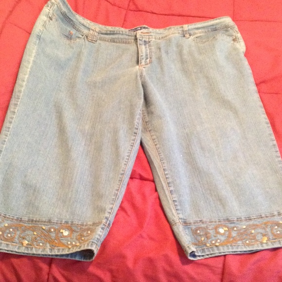 Plus Size embroidered capris