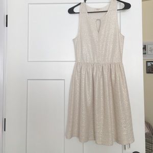 Ivory and gold shimmer dress.