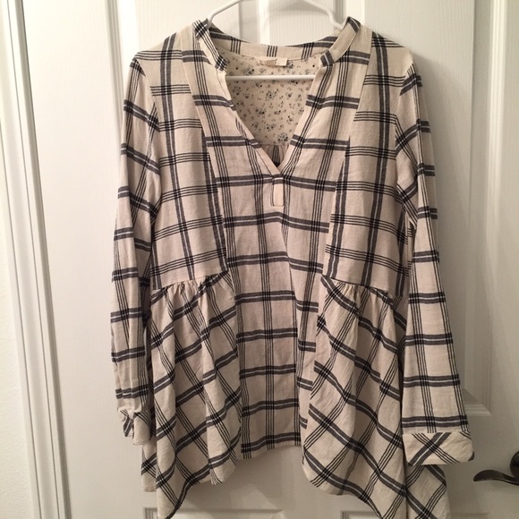 Super cute long sleeve plaid peplum
