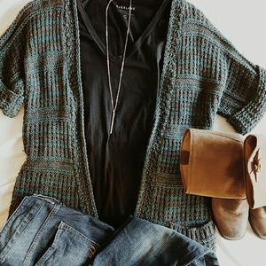Charcoal and teal oversized cardigan
