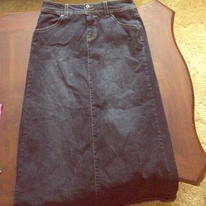 Long black jean skirt