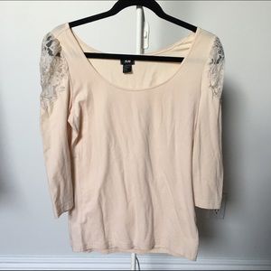 Pinkish/cream lace shoulder blouse