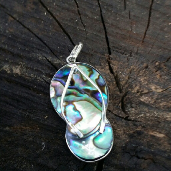 Sterling Silver Abalone Flip Flop Pendant