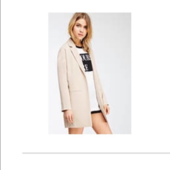 Beige open front coat