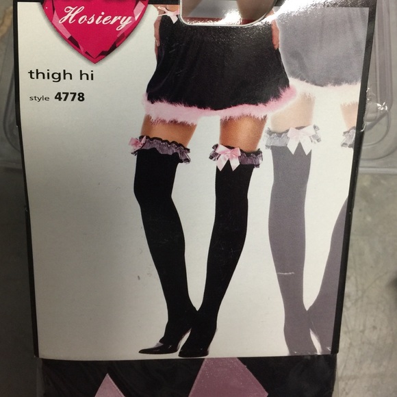Black Thigh Hi with Pink Bow