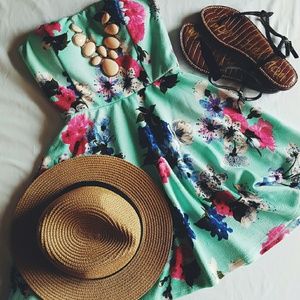 Floral strapless dress