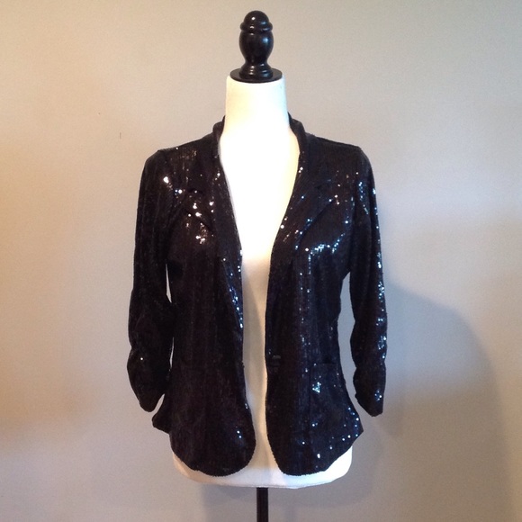 NWT JUNIORS BLACK SEQUIN BLAZER size xl