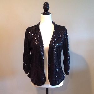NWT JUNIORS BLACK SEQUIN BLAZER size xl