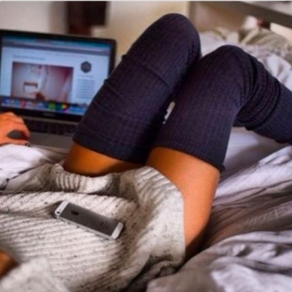 Navy Blue Thigh High Socks