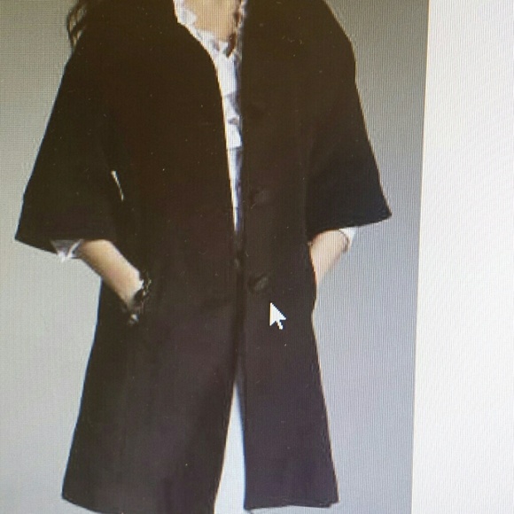 Express, black wool, dolman sleeve coat.