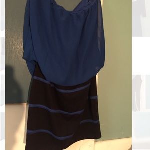 Blue and black cocktail dress