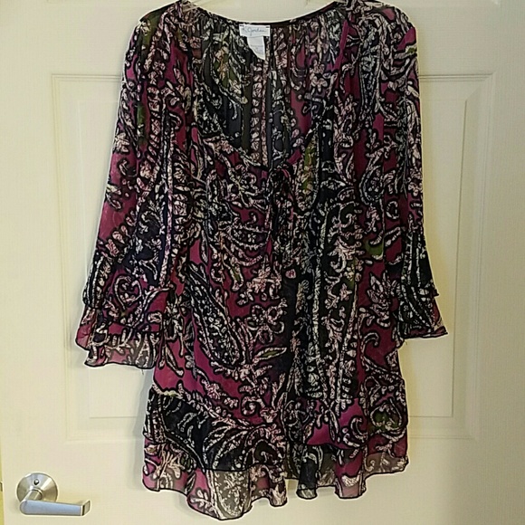 k.jordan Tops - Womens plus size 1X  bo-ho peasant purple tunic