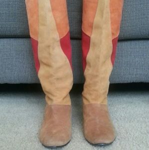 Color blocked Knee High Boots