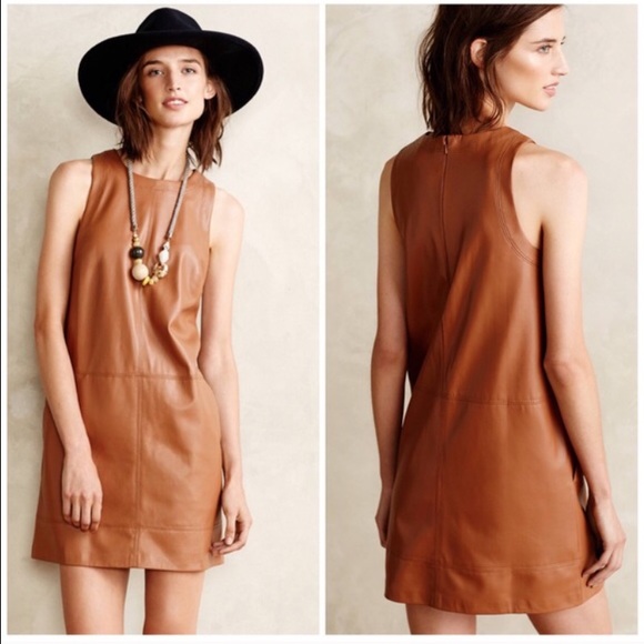 Brown leather dress