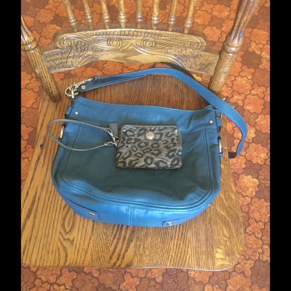 COACH Zoe convertible purse, dark teal LEATHER