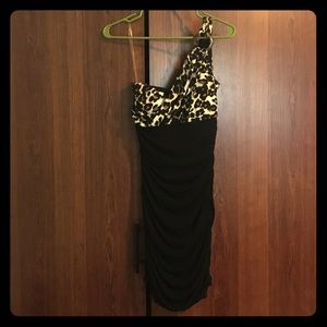 Leopard print black dress