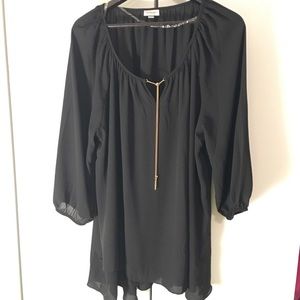Black chiffon blouse with attached bling