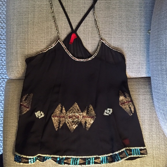 5|48 Saks Fifth Ave sheer sequin black top