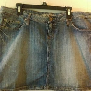 Mid length denim skirt lightly worn