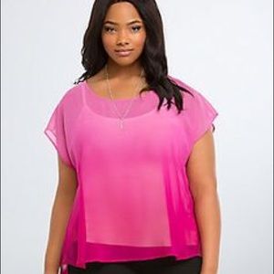 Sheer pink ombré blouse