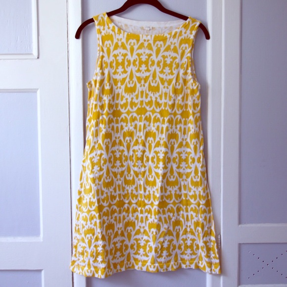 J. Crew yellow and white shift dress, size Medium