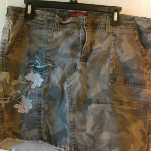 Camo denim skirt