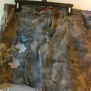 Camo denim skirt