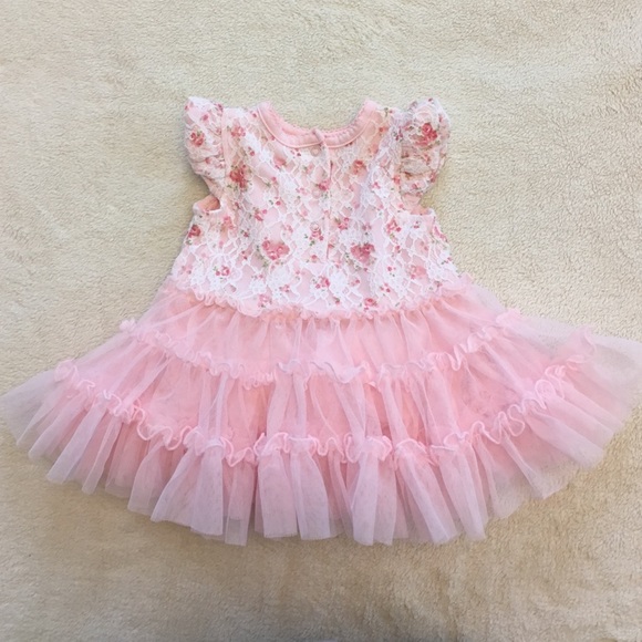 Lace & Ruffle Bodysuit Dress W/ Matching Headband - Picture 2 of 3