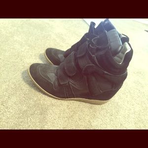 Steve Madden Black Wedge Sneakers