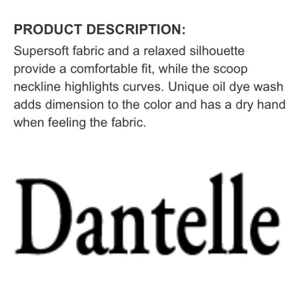 SOLD! NEW Dantelle Oil Dye scoop neck plus size tee - Picture 2 of 4