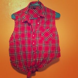 Red plaid cropped tank top