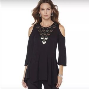 Embellished Black Sweater Knit Tunic