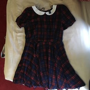 Plaid peter pan collar fit and flare dress