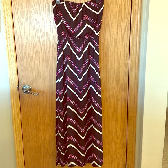 Chevron black, pink and grey maxi dress!