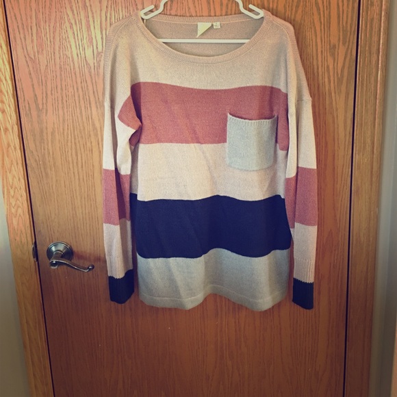 Striped sweater with breast pocket