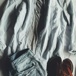 Striped button down top