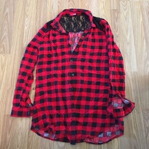 BONGO Plaid Button Up Long Sleeve