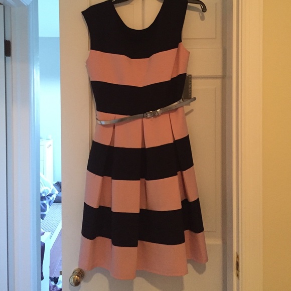 Navy/Pink Striped Dress