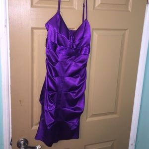 Purple satin tight dress