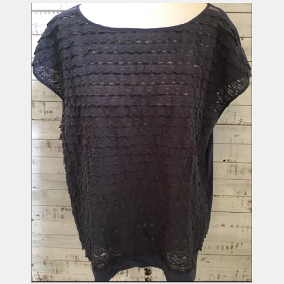 MADEWELL Lace & Silk Blouse blue Top
