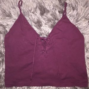 Burgundy red lace up Brandy shirt