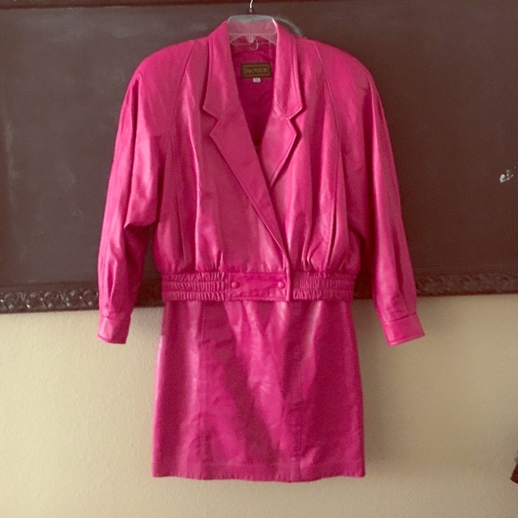 1980's Vintage Leather Jacket and Skirt