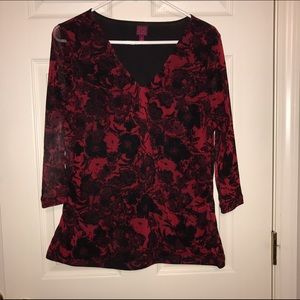 Red and Black Long Sleeve Top