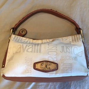 Just Cavalli tan leather/cream handbag from Italy